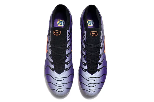 Nike Purple Black Wave-Patterned Synthetic Overlays Sock-Fit Ankle Collar Firm-Ground Soccer Shoes 2