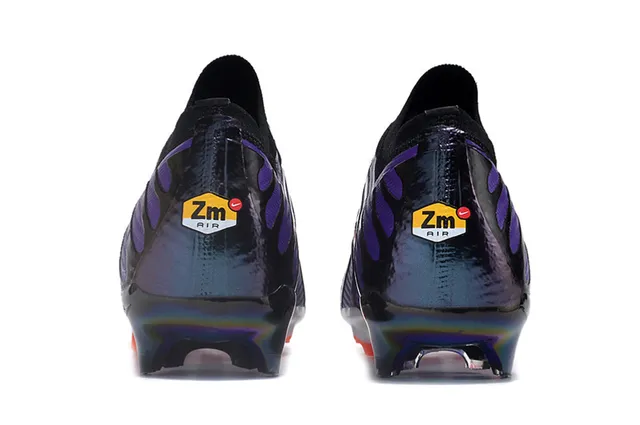 Nike Purple Black Wave-Patterned Synthetic Overlays Sock-Fit Ankle Collar Firm-Ground Soccer Shoes 4