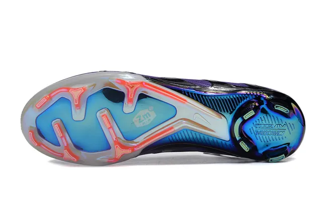Nike Purple Black Wave-Patterned Synthetic Overlays Sock-Fit Ankle Collar Firm-Ground Soccer Shoes 6