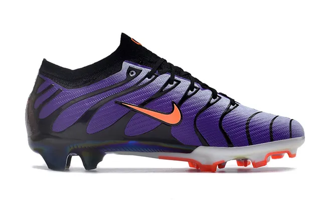 Nike Purple Black Wave-Patterned Synthetic Overlays Sock-Fit Ankle Collar Firm-Ground Soccer Shoes 7