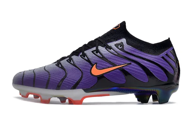 Nike Purple Black Wave-Patterned Synthetic Overlays Sock-Fit Ankle Collar Firm-Ground Soccer Shoes 8