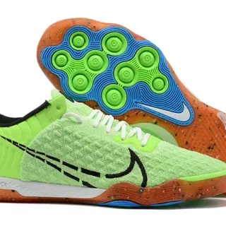 Nike React Phantom Green Orange Textured Knit Upper Speckled Rubber Outsole Sneakers