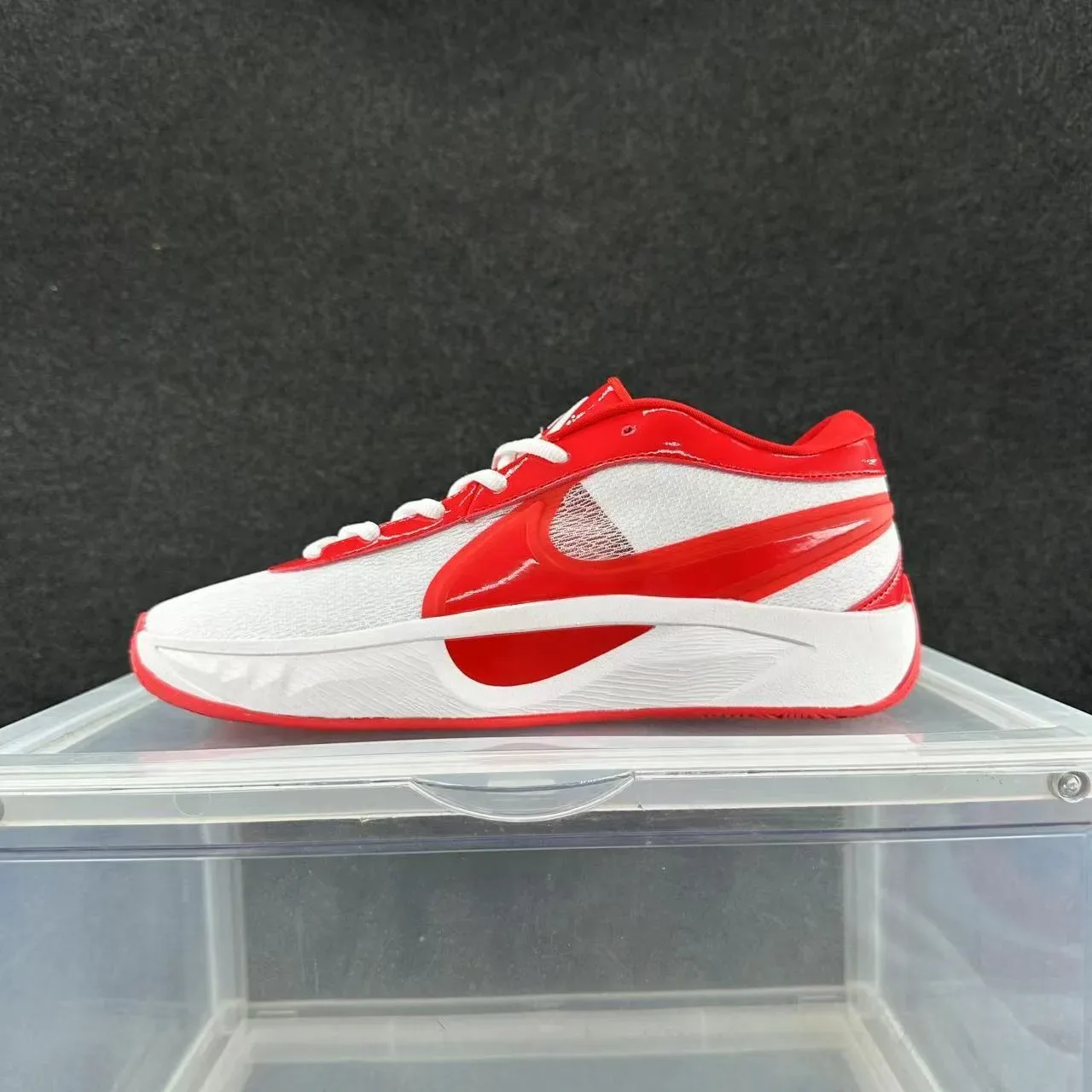 Nike Red and White Mesh Low-Top Lifestyle Sneaker 2