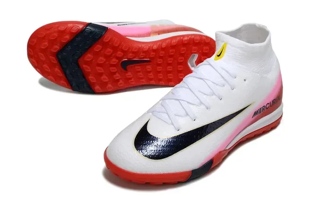 Nike Sapatos de Futebol Turf Vermelho e Azul Upper Knit Overlay Gráfico Speed 3