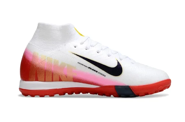 Nike Sapatos de Futebol Turf Vermelho e Azul Upper Knit Overlay Gráfico Speed 6