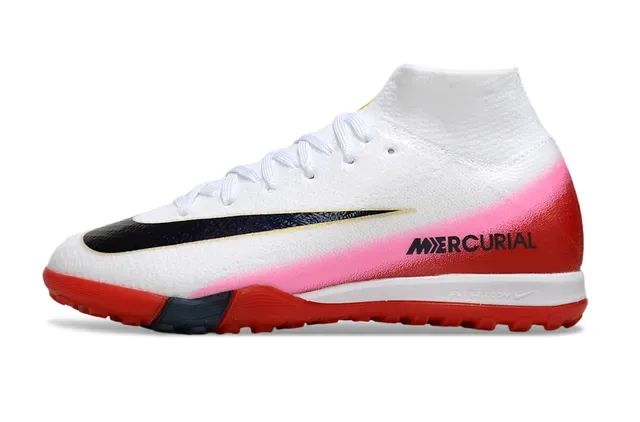 Nike Sapatos de Futebol Turf Vermelho e Azul Upper Knit Overlay Gráfico Speed 7