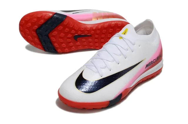 Nike Sapatos de Futebol Turf Vermelho e Azul Upper Knit Overlay Gráfico Speed 9