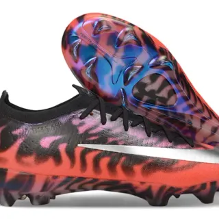 Nike Red Multicolor Low-Cut Lace-Up Tiger-Stripe Print Firm-Ground Soccer Shoes