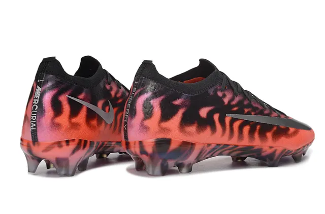 Nike Red Multicolor Low-Cut Lace-Up Tiger-Stripe Print Firm-Ground Soccer Shoes 15