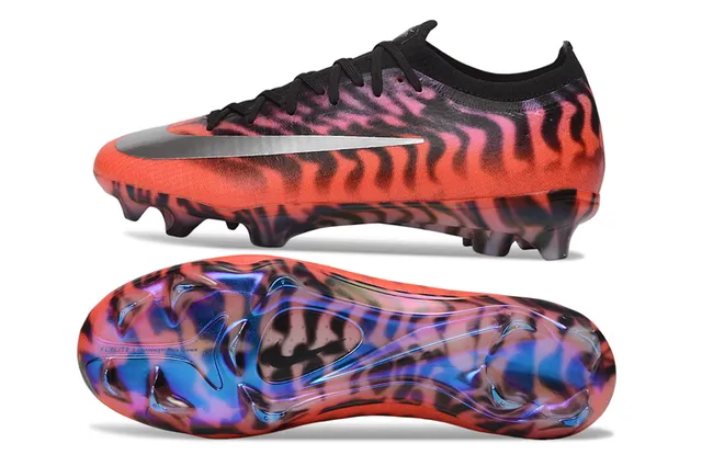 Nike Red Multicolor Low-Cut Lace-Up Tiger-Stripe Print Firm-Ground Soccer Shoes 16