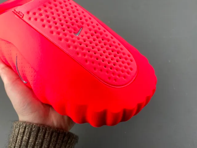 Nike Red Silver Molded Foam Perforated Upper Slippers 2