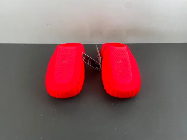 Nike Red Silver Molded Foam Perforated Upper Slippers 9