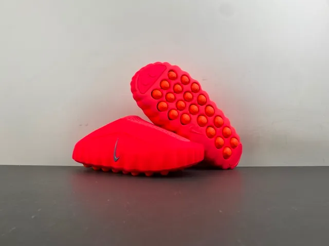Nike Red Silver Molded Foam Perforated Upper Slippers 10