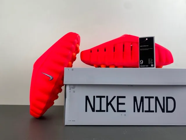 Nike Red Silver Molded Foam Perforated Upper Slippers 12