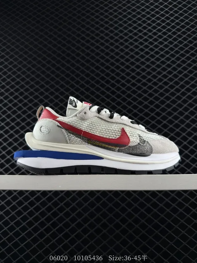 Nike sacai LDV Waffle Beige Red Double-Layered Mesh/suede Upper Lifestyle Sneakers 7