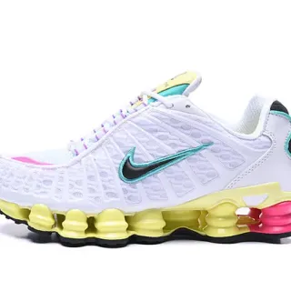 Nike Shox White Multicolor Mesh Upper Synthetic Overlays Lifestyle Sneakers