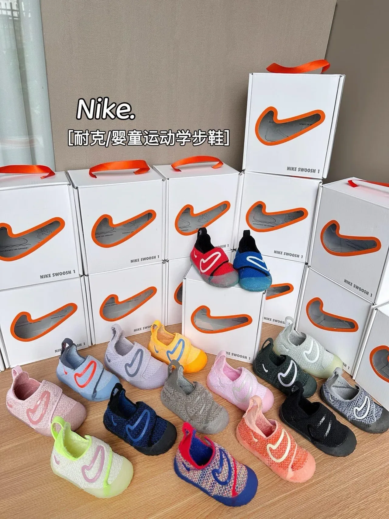 Nike Slip-On Knit First Walker Orange Pink Lifestyle Sneakers 3