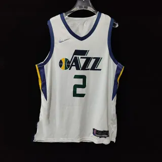 Nike Utah Jazz Player Edition 2022 Season White Navy Yellow Green Jersey