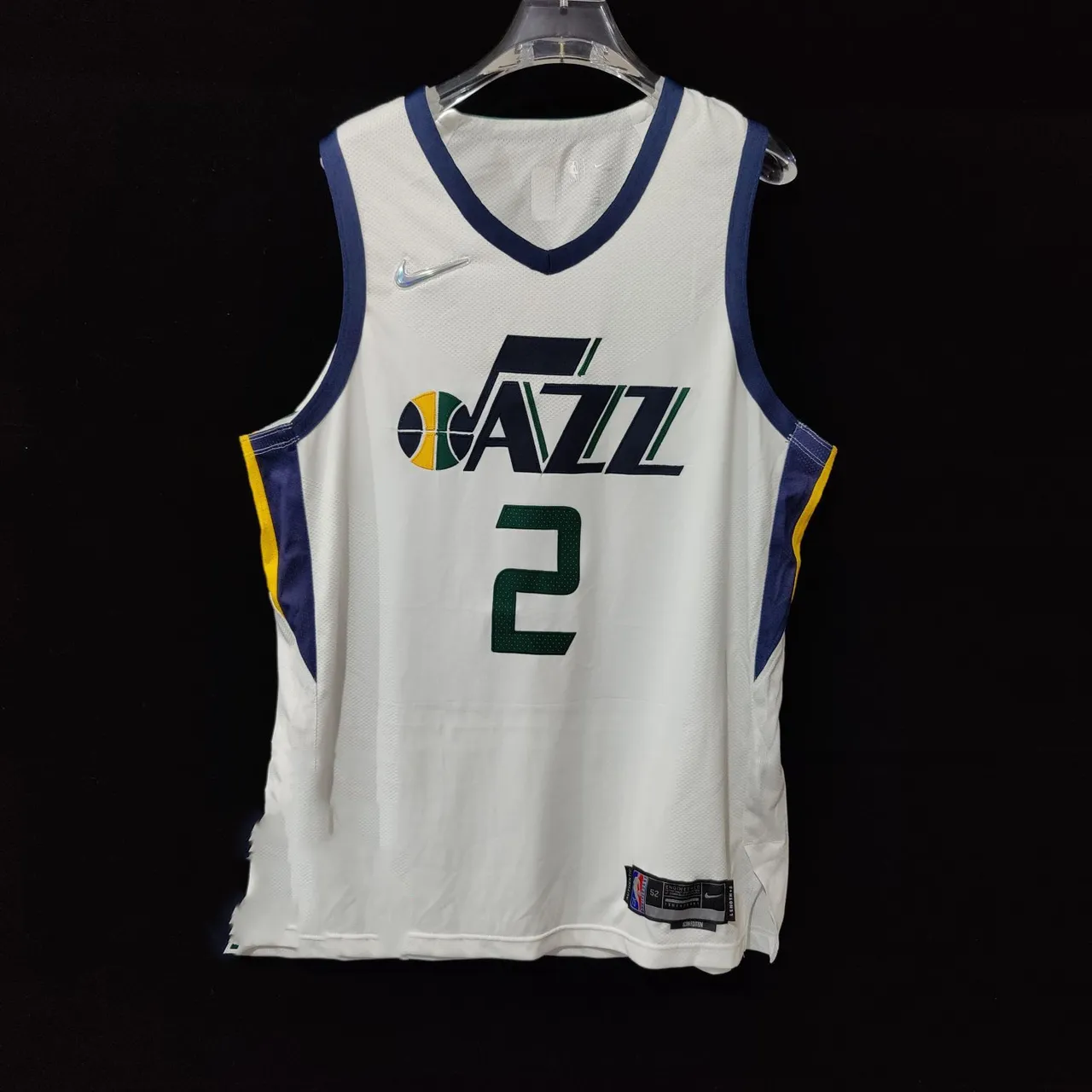 Nike Utah Jazz Player Edition 2022 Season White Navy Yellow Green Jersey 2