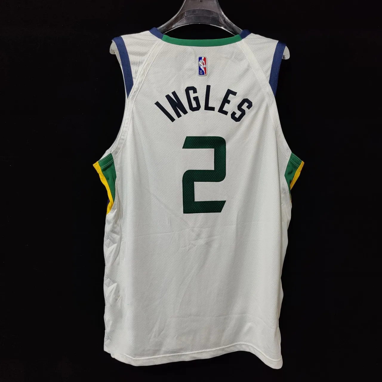 Nike Utah Jazz Player Edition 2022 Season White Navy Yellow Green Jersey 3