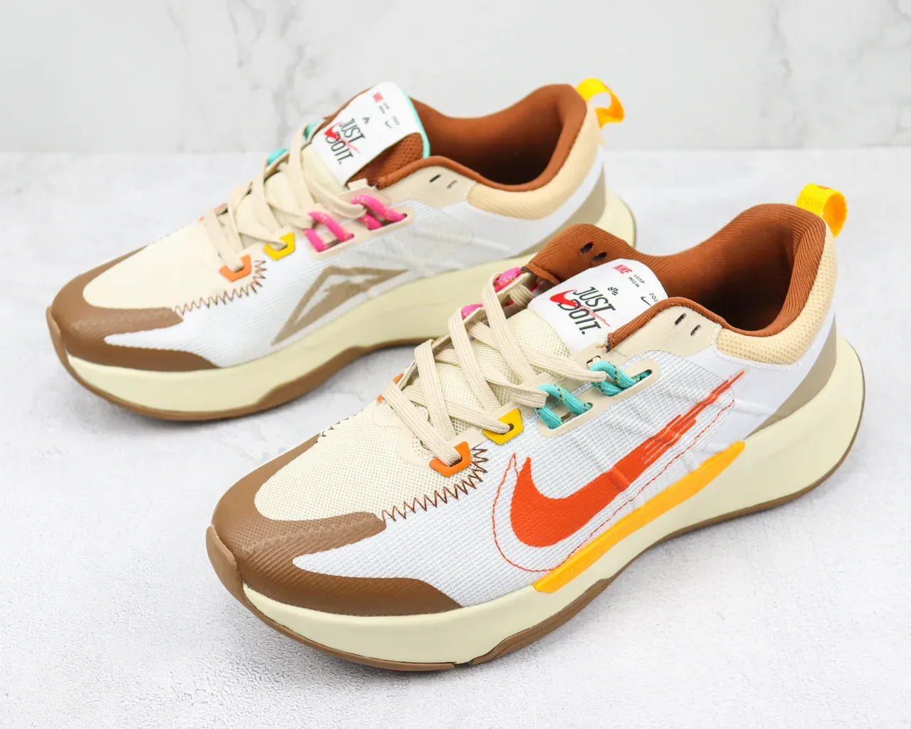 Nike White Beige Chunky Midsole Mesh And Synthetic Overlay Upper Lifestyle Sneakers 4