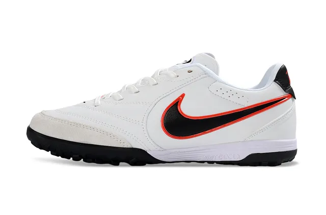 Nike White Black Low-Top Synthetic Leather Upper Artificial-Grass Soccer Shoes 6