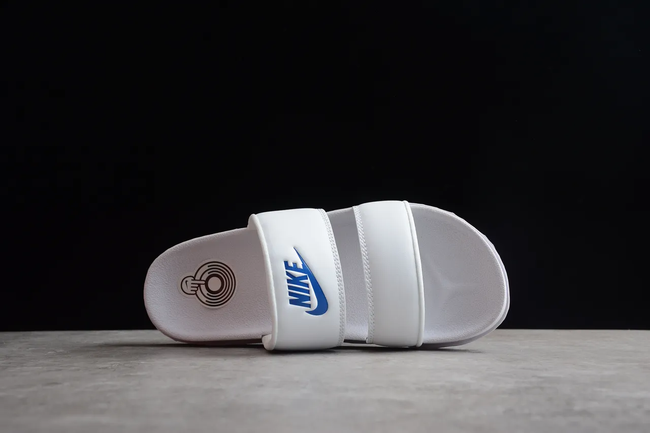 Nike White Blue Dual-Strap Molded EVA Footbed Slippers 10