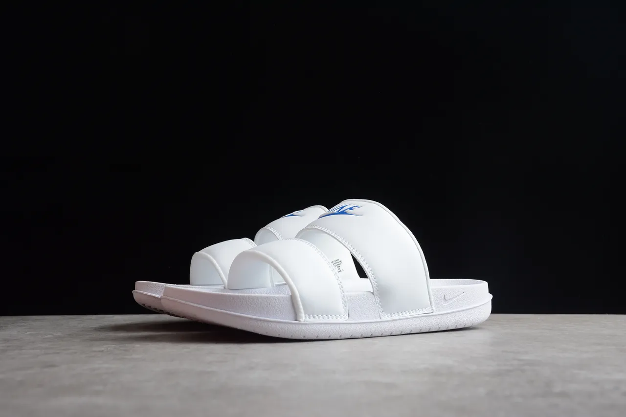 Nike White Blue Dual-Strap Molded EVA Footbed Slippers 12