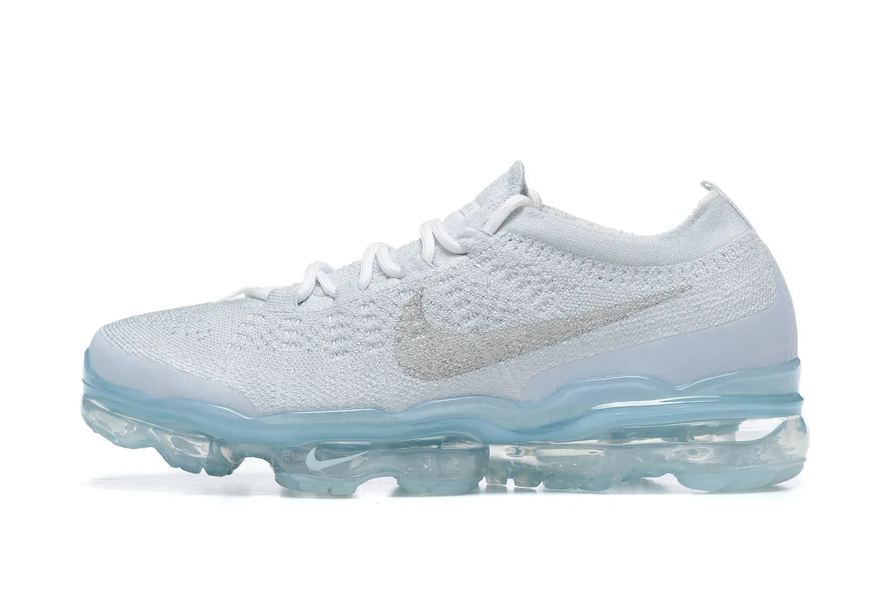 Nike White Blue Flyknit Upper Full-Length Visible Air Unit Running Shoes 4