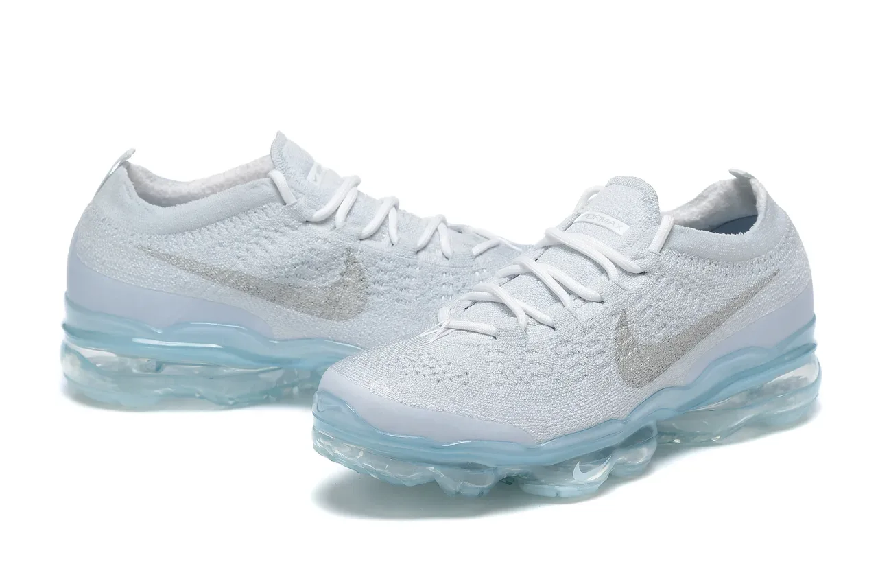 Nike White Blue Flyknit Upper Full-Length Visible Air Unit Running Shoes 5