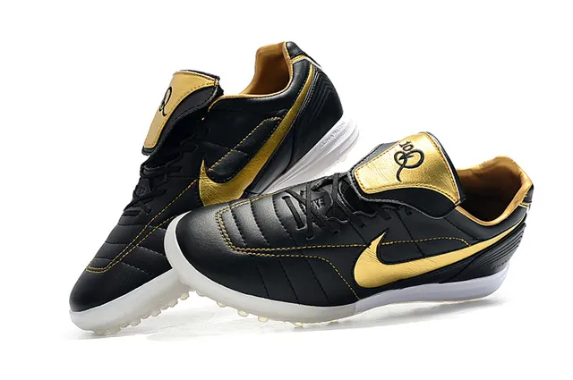 Nike Branco Dourado Baixo Corte Superior Sintético Vamp Acolchoado Césped Artificial Sapatos de Futebol 12