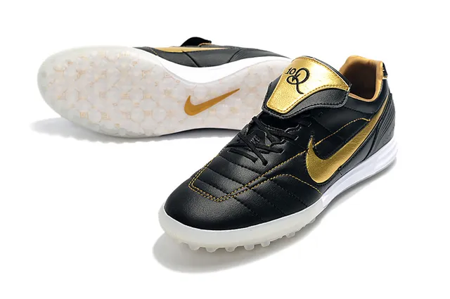 Nike Branco Dourado Baixo Corte Superior Sintético Vamp Acolchoado Césped Artificial Sapatos de Futebol 16