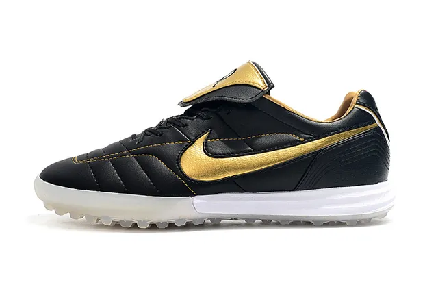 Nike Branco Dourado Baixo Corte Superior Sintético Vamp Acolchoado Césped Artificial Sapatos de Futebol 21