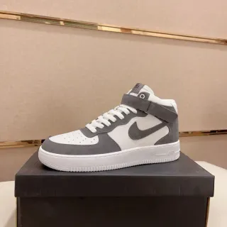 Nike White Gray High-Top Suede-and-Leather Upper Lifestyle Sneakers