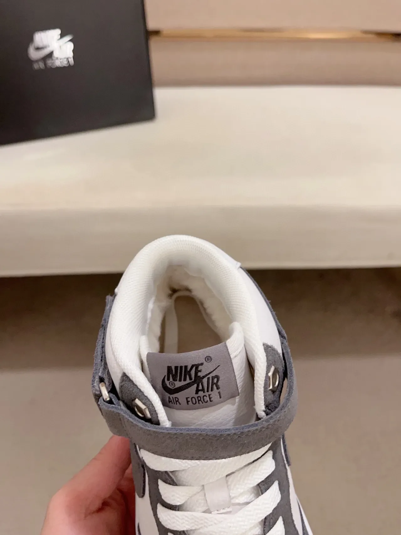 Nike White Gray High-Top Suede-and-Leather Upper Lifestyle Sneakers 5