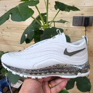 Nike White Gray Laceless Slip-On Wave-Paneled Upper Lifestyle Sneakers