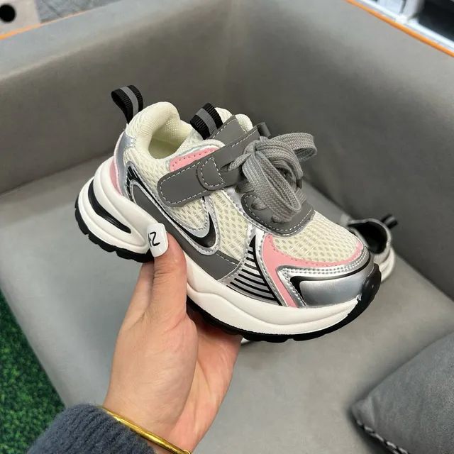 Nike White Gray Layered Sole Mesh And Synthetic Overlay Construction Chunky Sneakers 5