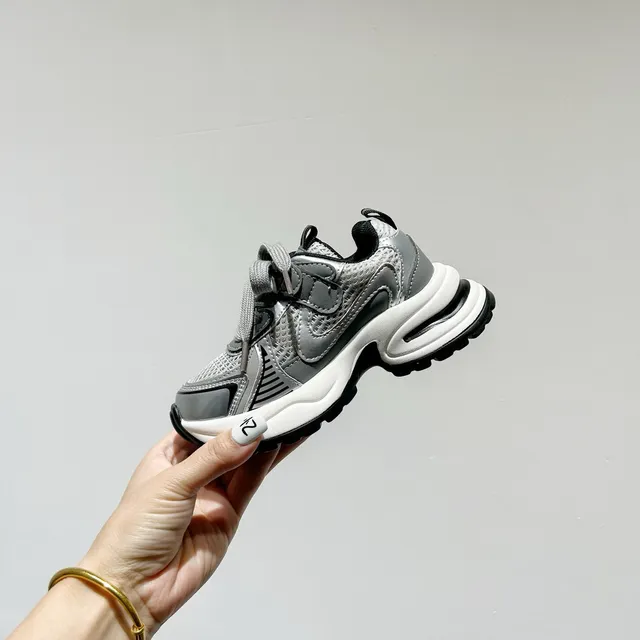Nike White Gray Layered Sole Mesh And Synthetic Overlay Construction Chunky Sneakers 10