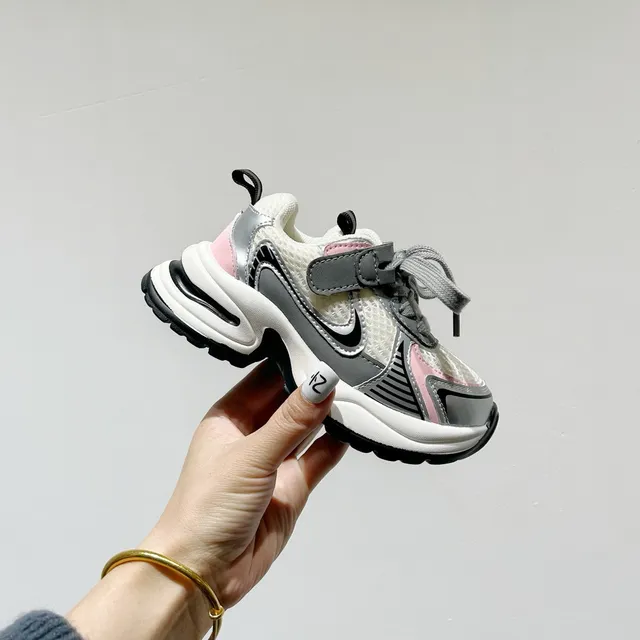 Nike White Gray Layered Sole Mesh And Synthetic Overlay Construction Chunky Sneakers 17