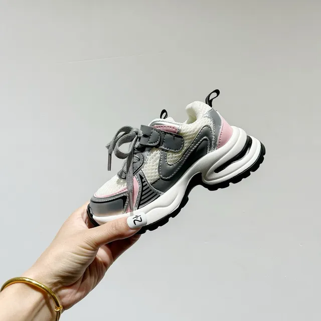 Nike White Gray Layered Sole Mesh And Synthetic Overlay Construction Chunky Sneakers 19