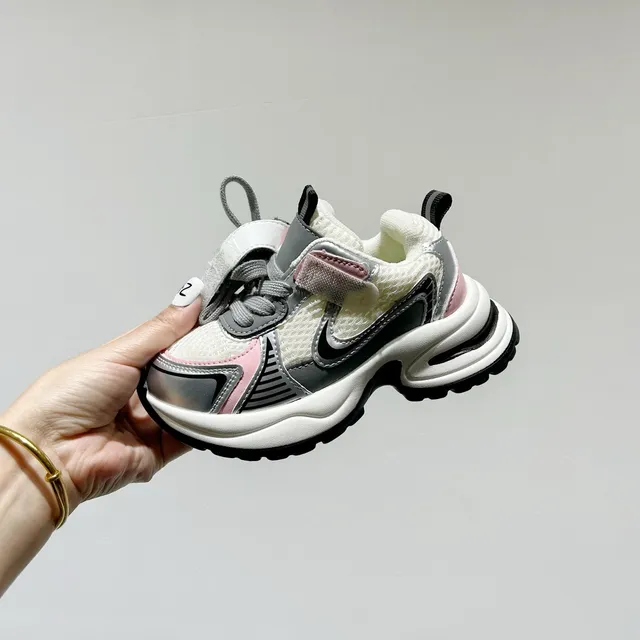 Nike White Gray Layered Sole Mesh And Synthetic Overlay Construction Chunky Sneakers 23