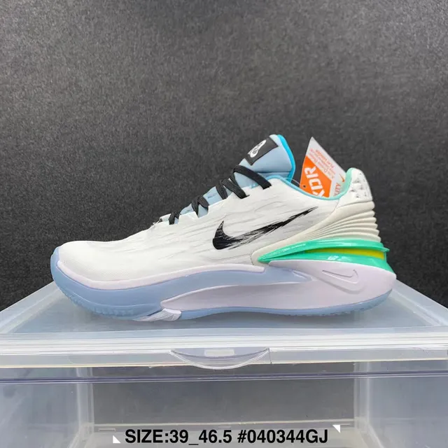 Nike White Green Mesh Upper Light Blue Translucent Outsole Basketball Shoes 2