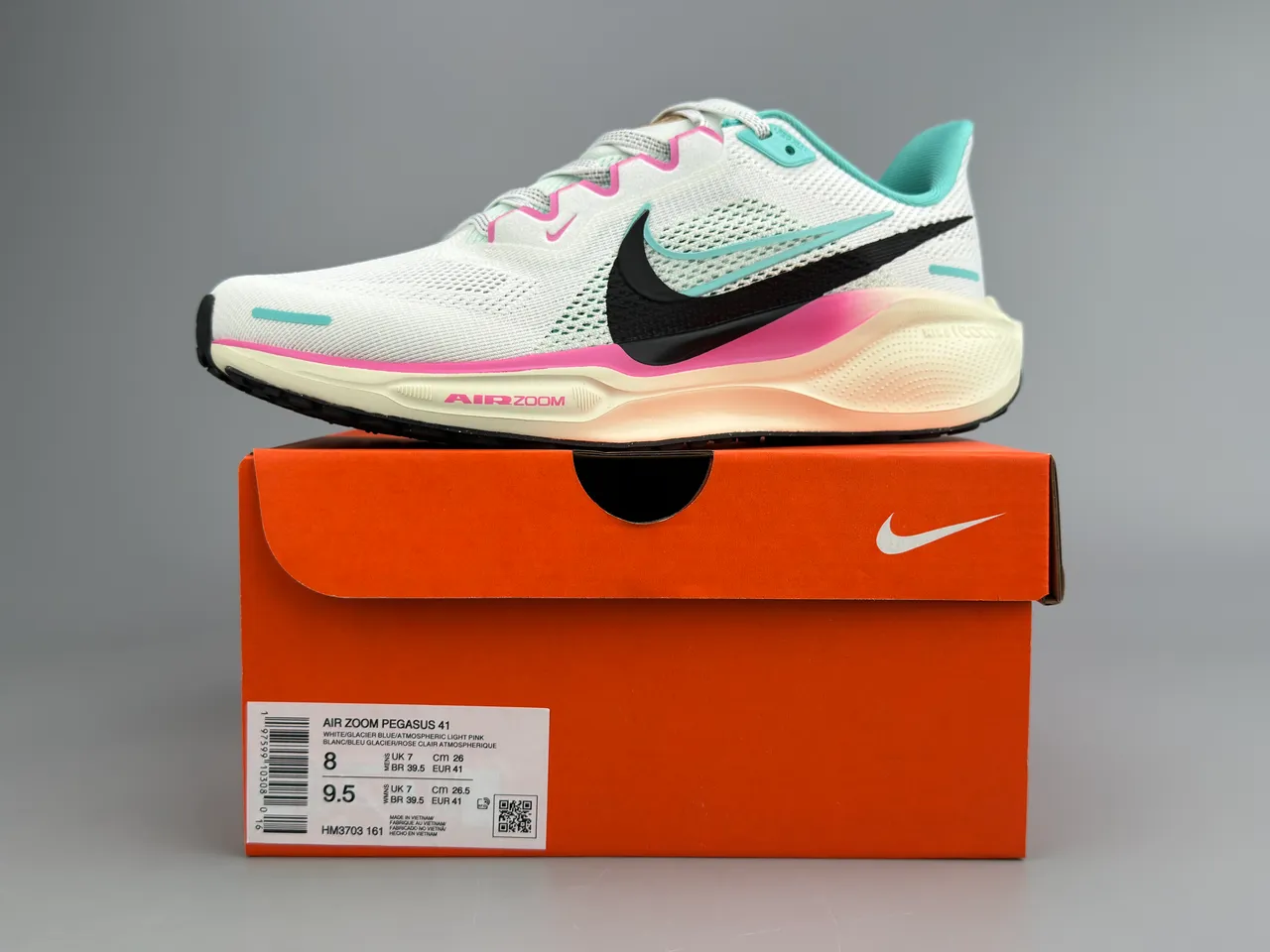 Nike White Pink Engineered Mesh Upper Visible Air Zoom Unit Running Shoes 2
