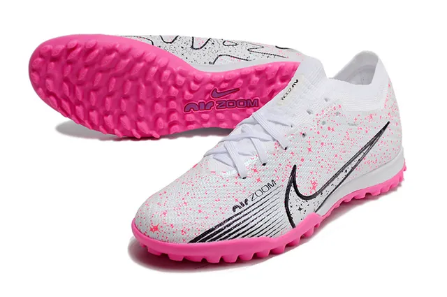 Nike White Pink Knit Upper Speckled Print Turf Soccer Shoes 3
