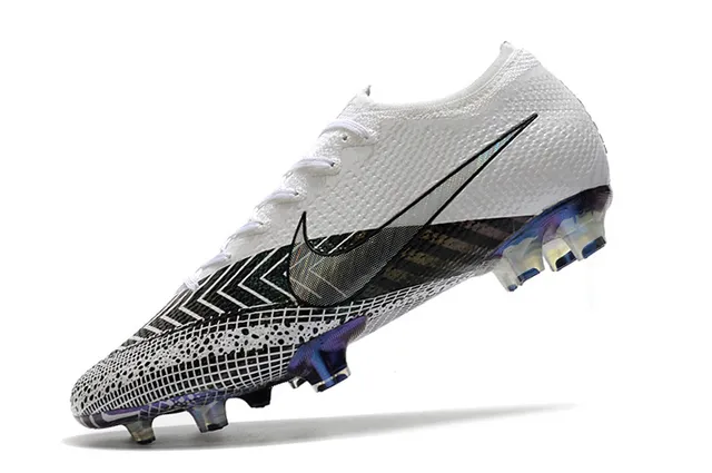 Nike White Purple Knit Upper Iridescent Grid Pattern Firm-Ground Soccer Shoes 4