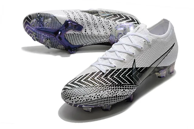 Nike White Purple Knit Upper Iridescent Grid Pattern Firm-Ground Soccer Shoes 6