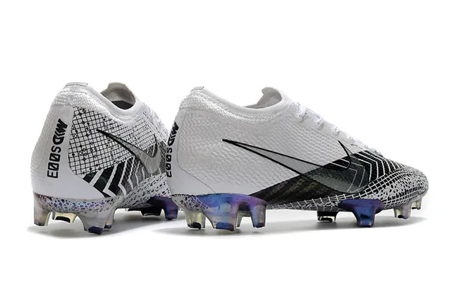 Nike White Purple Knit Upper Iridescent Grid Pattern Firm-Ground Soccer Shoes 7