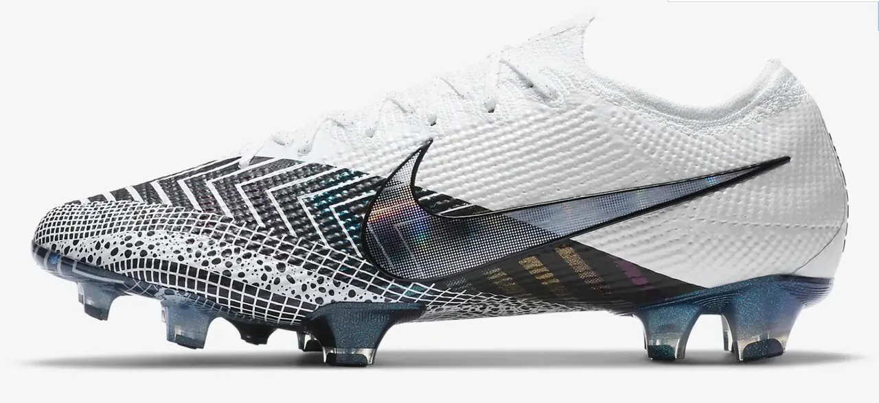 Nike White Purple Knit Upper Iridescent Grid Pattern Firm-Ground Soccer Shoes 10