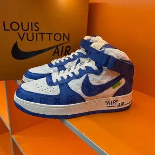 Nike x Louis Vuitton Air Force 1 High Blue Monogram Lifestyle Sneakers