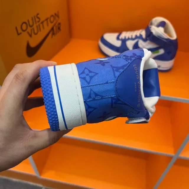 Nike x Louis Vuitton Air Force 1 High Blue Monogram Lifestyle Sneakers 2